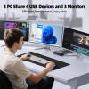 KVM Switch 3 Monitors 3 Computers 8K@60Hz 4K@144Hz, HDMI Dispalyport Triple Monitor KVM Switches with 4 USB3.0 Port for USB Devices, Support Extended/Mirror Mode, Wired Controller and USB3.0 Cables view 2