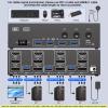 KVM Switch 3 Monitors 3 Computers 8K@60Hz 4K@144Hz, HDMI Dispalyport Triple Monitor KVM Switches with 4 USB3.0 Port for USB Devices, Support Extended/Mirror Mode, Wired Controller and USB3.0 Cables view 3