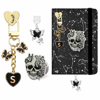 ANKUAITIAN Charm Set for Kindle Type-C Dust Plug Butterfly Grip Keychain 11/12(Black, S)