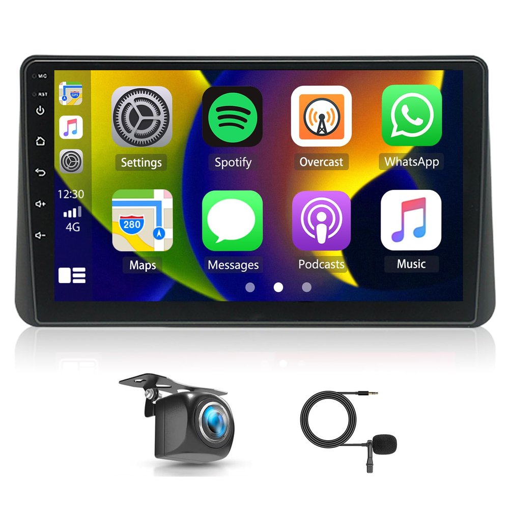 9" Car Stereo for Mazda 2 Demio 2014 2015 2016 2017 2018 2019 2020 2021 2022 2023, Double Din for Mazda 2 Demio with CarPlay Android Auto, GPS WiFi Bluetooth FM/RDS SWC AHD Backup Camera