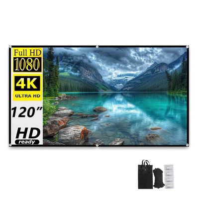 120 Inch Canvas Front Rear Projector Screen, 16:9 4K Indoor Outdoor Foldable Washable Anti-Wrinkle Movie Screen for Home Theater, Camping