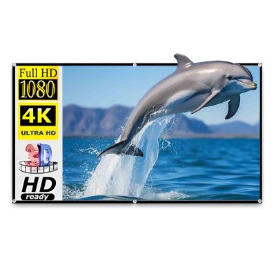 100/120/150 Inch Portable Projector Screen, 169 Outdoor Foldable Anti-Crease Washable Polyester Projection Movie Screen for Movie Night, Camping(150 inch 16: 9)
