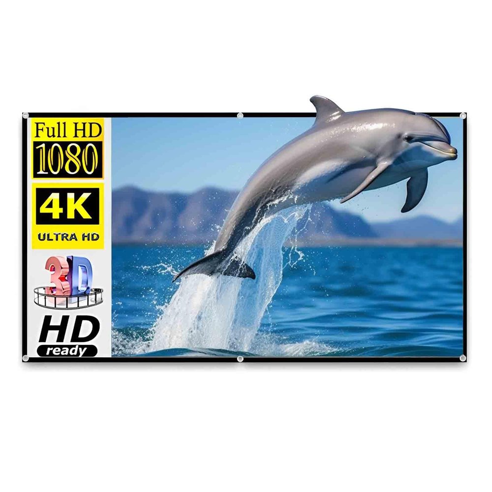 100/120/150 Inch Portable Projector Screen, 169 Outdoor Foldable Anti-Crease Washable Polyester Projection Movie Screen for Movie Night, Camping(150 inch 16: 9)
