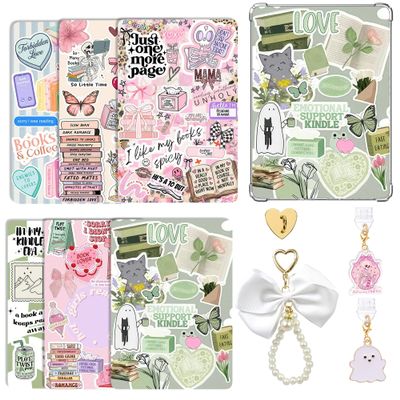 ANKUAITIAN Case Insert Cards Set for Kindle Paperwhite, 6 Book-Themed Designs with Pearl Keychain and USB-C Dust Plugs, for 11th/12th Generation 6.8" Display (Style-B)