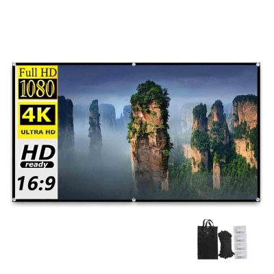 100 Inch Projector Screen for Indoor Outdoor, 16:9 4K Washable Foldable Thick Canvas Movie Screen 120 Inch for Home Theater, Camping, Front Rear Projection(150 inch 16: 9)