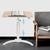 Adjustable Foldable Mobile Standing Desk with 2.5kg Capacity - Height & Slope Adjustable Rolling Laptop Table for Home, Office, Conference & Study Room (Wood) view 2