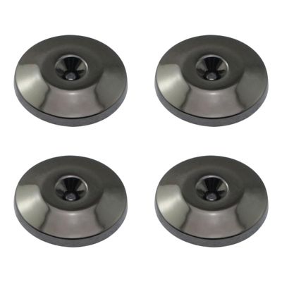 BLLNDX 4PCS 24K Nickel Plated Speaker Spike Pads 5x25mm Isolation Mounting Conical Base Shock Absorbing Copper Feet for Turntables Subwoofers CD-DVD Players Black
