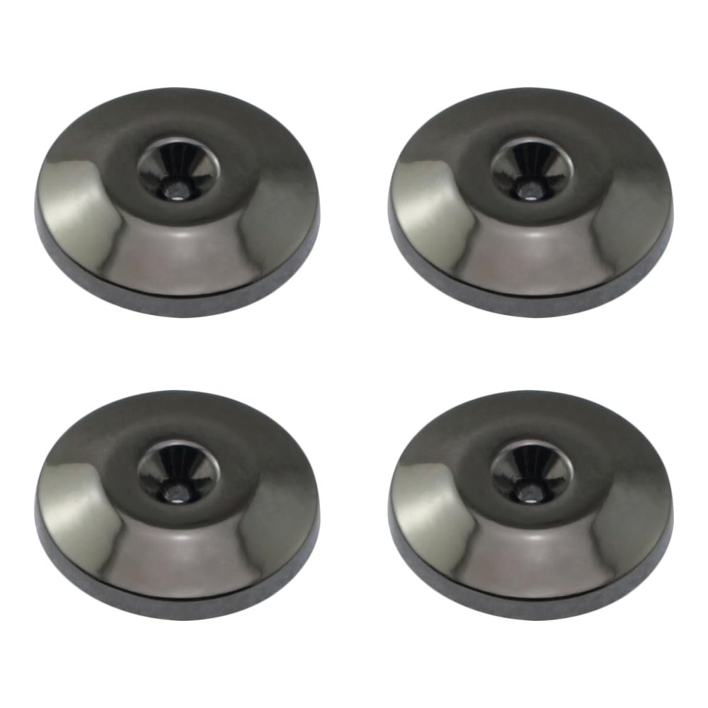 BLLNDX 4PCS 24K Nickel Plated Speaker Spike Pads 5x25mm Isolation Mounting Conical Base Shock Absorbing Copper Feet for Turntables Subwoofers CD-DVD Players Black