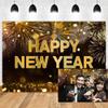 10x8ft Happy New Year Backdrop Glitter Spots Firework Photography Background Bokeh Black Gold New Year's Eve Decorations Supplies Family Dinner Christmas Winter Holiday Photo Booth Banner Props view 1