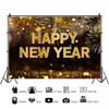 10x8ft Happy New Year Backdrop Glitter Spots Firework Photography Background Bokeh Black Gold New Year's Eve Decorations Supplies Family Dinner Christmas Winter Holiday Photo Booth Banner Props view 2