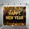 10x8ft Happy New Year Backdrop Glitter Spots Firework Photography Background Bokeh Black Gold New Year's Eve Decorations Supplies Family Dinner Christmas Winter Holiday Photo Booth Banner Props view 3