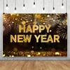 10x8ft Happy New Year Backdrop Glitter Spots Firework Photography Background Bokeh Black Gold New Year's Eve Decorations Supplies Family Dinner Christmas Winter Holiday Photo Booth Banner Props view 4