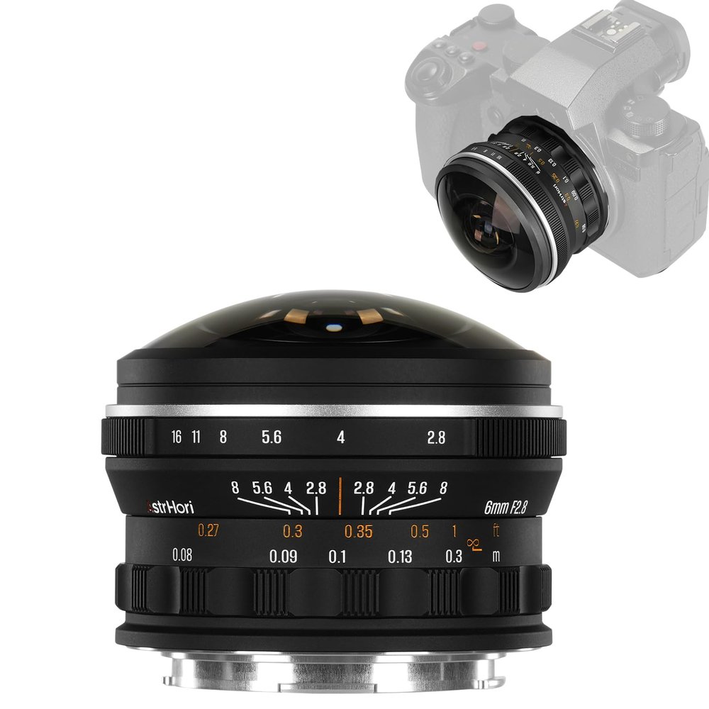 AstrHori 6mm F2.8 Full-Frame Camera Lens 220Ultra-Wide of View Fish Eye Lens 0.8cm Minimum Focusing Distance Supports up to 61MP Cameras Compatible with L Mount