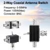 2 Way CB/HAM Antenna Coax Switch - 1 Input & 2 Outputs, 100W 0-30MHz Aluminum Alloy BNC Coaxial Antenna Switches for Ham Radio view 2