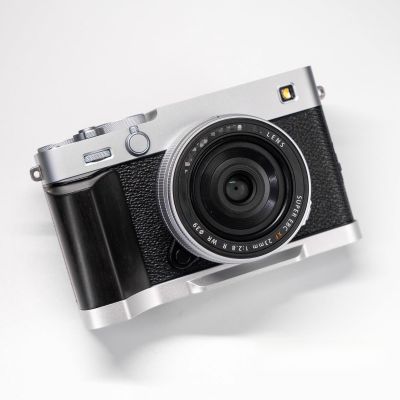 Wood Wooden Aluminum Alloy L Hand Grip Base Plate for Fuji Film XE5 Camera (Ebony + Silver Base (Weight: 64g))