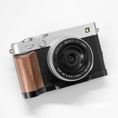 Wood Wooden Aluminum Alloy L Hand Grip Base Plate for Fuji Film XE5 Camera (Walnut + Black Base(Weight: 57g))