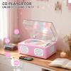 Portable CD Player with Speaker, Retro CD Player with Bluetooth Input and Output, CD Players for Home with Led Display, Headphone Jack, USB & AUX Playback, Built-in HiFi Stereo, Pink view 2