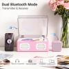 Portable CD Player with Speaker, Retro CD Player with Bluetooth Input and Output, CD Players for Home with Led Display, Headphone Jack, USB & AUX Playback, Built-in HiFi Stereo, Pink view 4