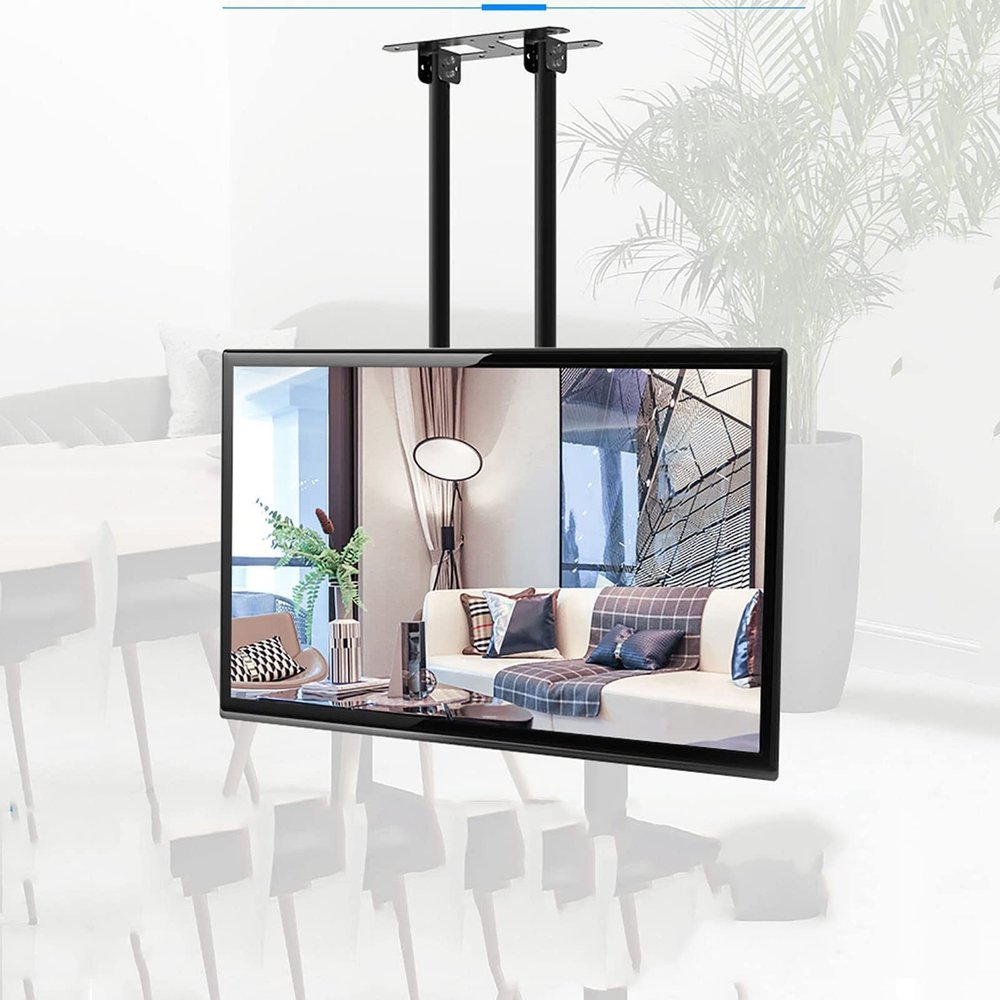 JIANSMZ TV Ceiling Mount Adjustable Bracket, Telescoping TV Mount, Fits 60-100 Inch LCD LED 4K TVs, Flat Screen Display, Adjustable Height Telescoping Tilt and Swivel, Up to 150L