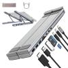 8-in-1 USB C Laptop Docking Station Stand, Multiport Adapter Computer Cooling Stand, Adjustable Tablet Stand with SD/TF Card Slots Fast Charging, Cooling Riser Office Workstation Hub view 1