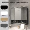 Anti-Fog Bathroom Wall Cabinet with Lighted Mirror - Medicine Cabinet with 3 Door, Towel Bar and Shelf - Assembly Required, Recessed Or Surface Mount(Black,80cm/31.5in) view 2