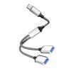 boboyes USB Type-C Y Splitter Cable, Male to Dual Female Adapter Hub for Laptop, Tablet, Gaming Console, 2-in-1 Design (Silver) view 1