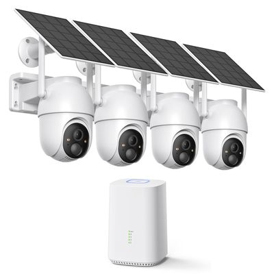 ELYSOO Solar Security Cameras Wireless Outdoor, 64GB Local Storage, 2K/4MP Home Security Camera System, 4-Cam Kit, 2.4G & 5GHz WiFi, PIR Motion Detection, 360 View