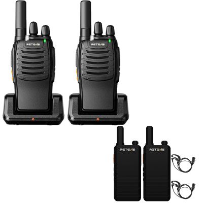 Retevis H-777 Walkie Talkies (2Pack) Bundle with RT22P Walkie Talkies Long Range, Rechargeable FRS Two Way Radios with Earpiece for Adults