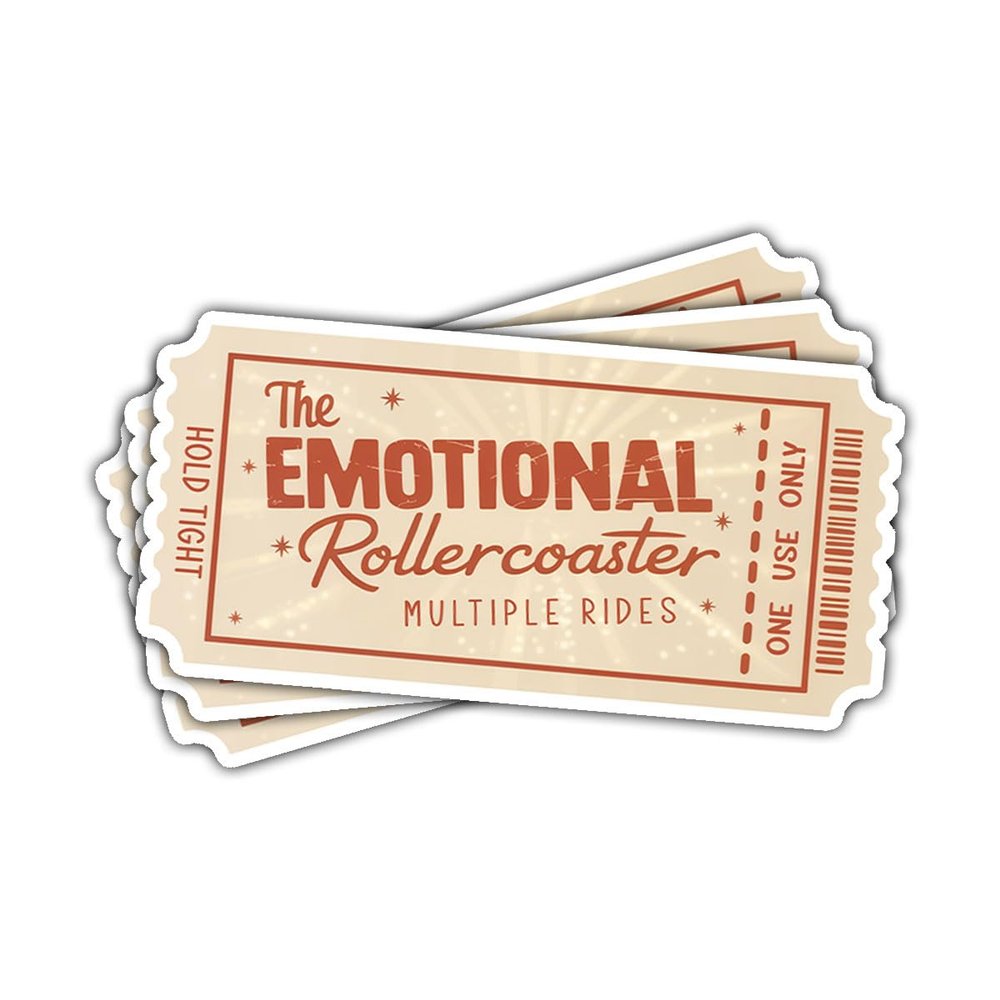 3Pcs The Emotional Rollercoaster Admit Ticket Sticker Funny Humorous Gift for Coworker The Emotional Rollercoaster Multiple Rides Stickers Car Decal for Laptop Bottle Notebook Toolbox Hard Hat 3"