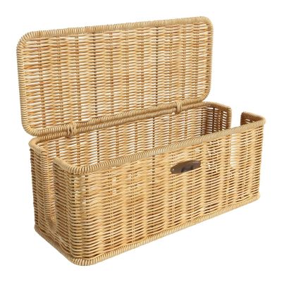 Cord Organizer Basket, Cable Management Box, Desktop Power Strip Storage with Sectioned Interior, Rectangular Weave Design, Basket to Stow Cords, Pp, for Home Office