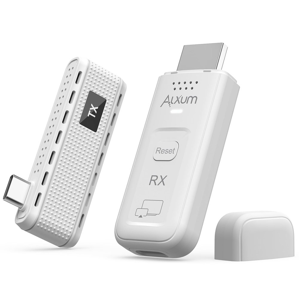 Alxum USB-C Wireless HDMI Transmitter & Receiver, 2-in-1 Kit: Plug & Play & AirPlay/Miracast Casting, 165ft/50m, 4K Decode 1080P@60Hz Output, 5G+2.4G for Laptop/Phone/Tablet to Monitor/Projector/TV