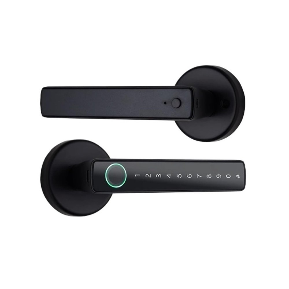HABCGYUR Smart Door Handle. Fingerprint Door Lock Digital Electronic with Password/Key/APP Remote Unlocking(Black)