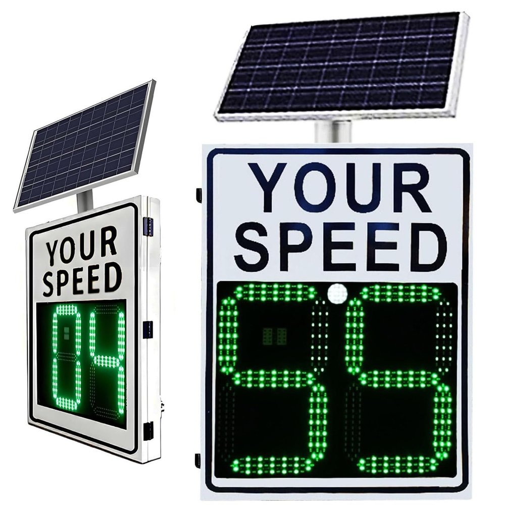 ZWJABYY Solar Powered Radar Detector Sign,LED Feedback Board >100000H Lifespan for 2-4 Lanes Roads White-2028in