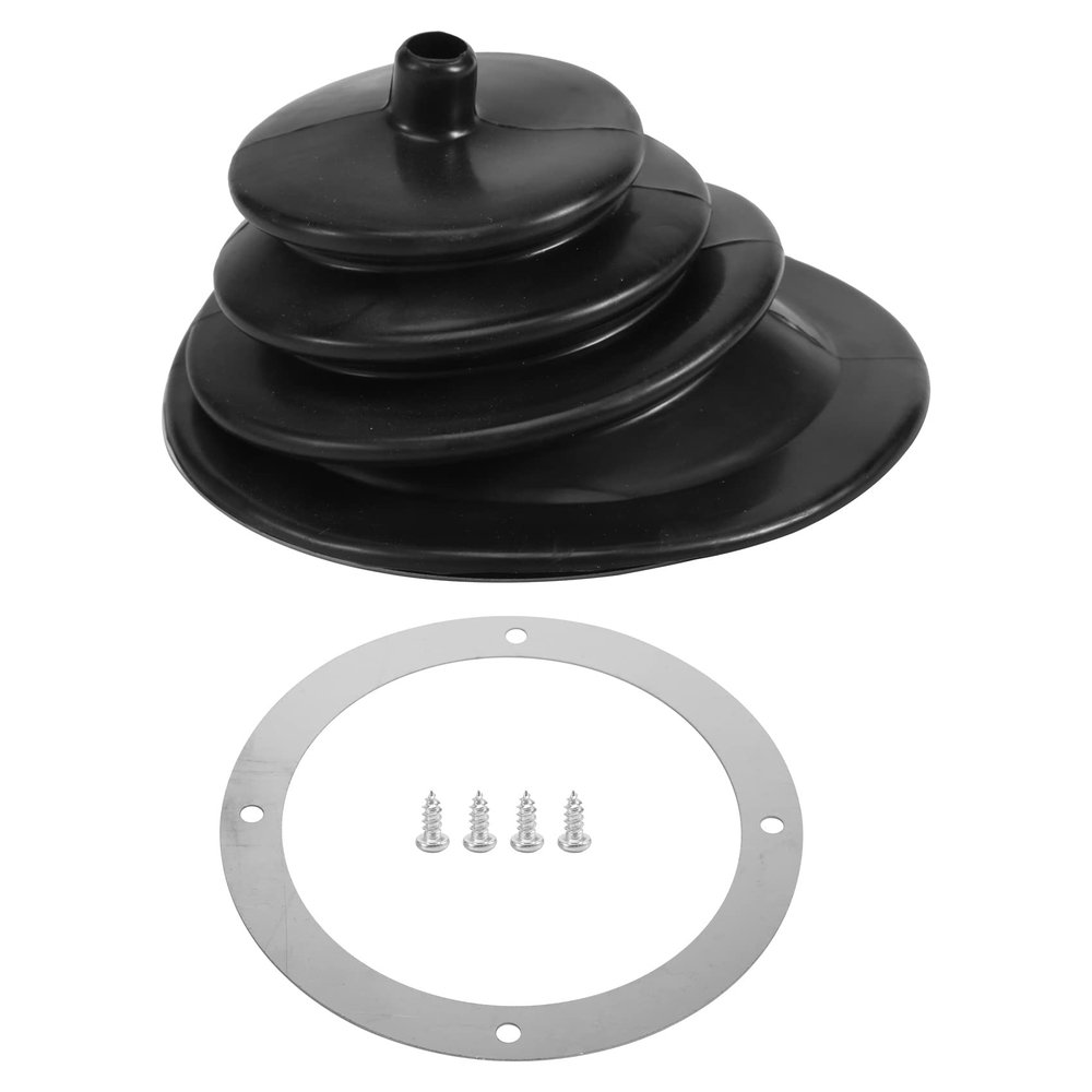 for Mr Gasket 1651 Shifter Boot Small Round Black Rubber 5.250 Inch Round Plate Gear Stick Shift Knob Cover Boot Gaiter, 500191377