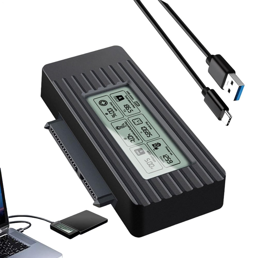 External Drive Dock - Hard Drive to USB Converter, Portable Disk Accessory | Recovery Kit with Durable Link Cable and Visual Display for Reliable File Storage On Computer Notebook Tablet At Home