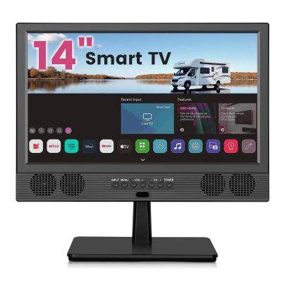 othoig 14 Inch Small Smart TV HD LED, Small Portable Smart TV with Built-in APP, Digital ATSC Tuner,HDMI/USB/AV Inputs, Small Smart Television for Kitchen,Bedroom,RV,Camper