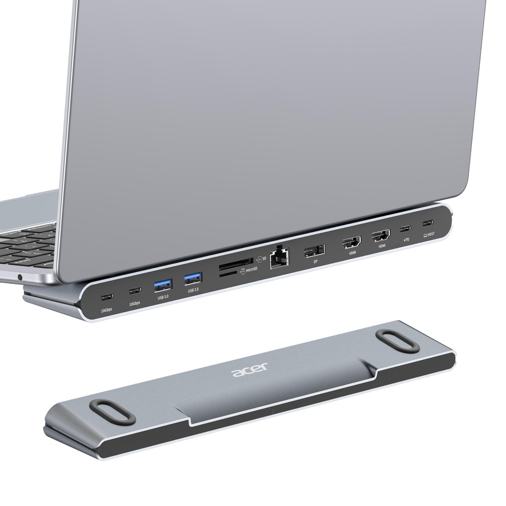 Acer Docking Station 3 Monitors, 11-in-1 Laptop Docking Station Stand with DP 8K + Dual HDMI 4K@60Hz, Ethernet, 10Gbps Data, 100W PD, SD/TF, USB C Dock with Detachable Cable for Acer/Dell/Mac/HP