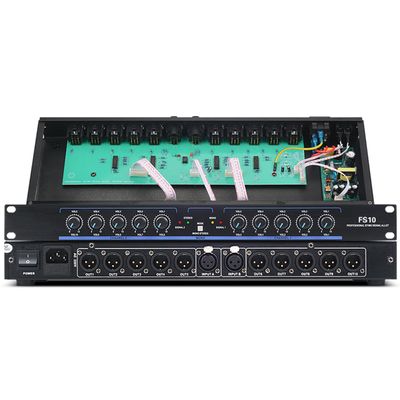 2 in 10 Out Stereo Audio Signal Distributor, Professional Audio Signal Distributor, with Independent Volume Adjustment, 5-Channel Stereo, 10-Channel Mono, for Home Speakers