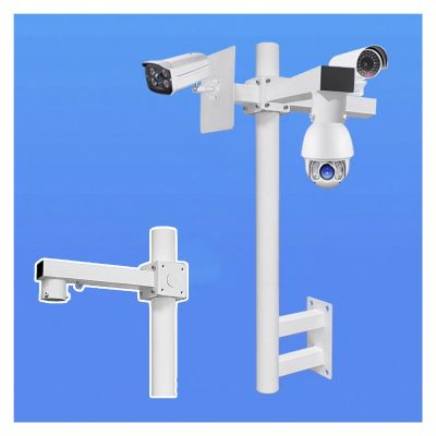 1.6-6.6ft Extra-long Security Camera Pole, Surveillance Stand, Camera Mounting Pole Camera Bracket for Warehouse/Street/Yard, Galvanized Steel Pipe(Light Coffee,2m/78.7 in)
