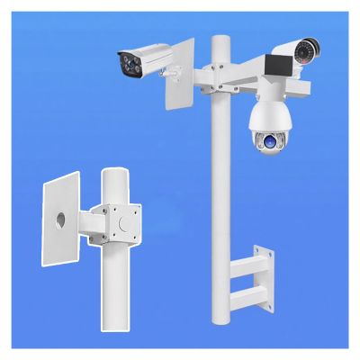 1.6-6.6ft Extra-long Security Camera Pole, Surveillance Stand, Camera Mounting Pole Camera Bracket for Warehouse/Street/Yard, Galvanized Steel Pipe(ligjt grey,1m/39.4 in)