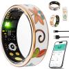 2025 New Oracle Smart Ring for Women Men, Smart Ring with 24/7 Heart Rate Blood Oxygen Blood Pressure Sleep Monitoring Step Counting Ip68 Waterproof No Monthly Fees (Charging Cable, Enamel Gold, #13) view 1