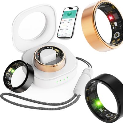 2025 New Oracle Smart Ring for Women Men, Smart Ring with 24/7 Heart Rate Blood Oxygen Blood Pressure Sleep Monitoring Step Counting Ip68 Waterproof No Monthly Fees (Charging Case, Black, #8)