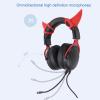 Diydeg Wired Gaming Headset for PC, RGB USB Computer Headset with Detachable Microphone, Aluminum Frame & Memory Foam Earpads, Noise Cancelling Over Ear Headphones for Home, (Black Red) view 3