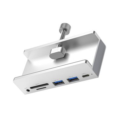 6-Port USB 3.0 Hub 5Gbps Data Transfer Support SD TF Card & 3.5MM Aux Snap-On Design USB Clamp Adapter for Laptop PC