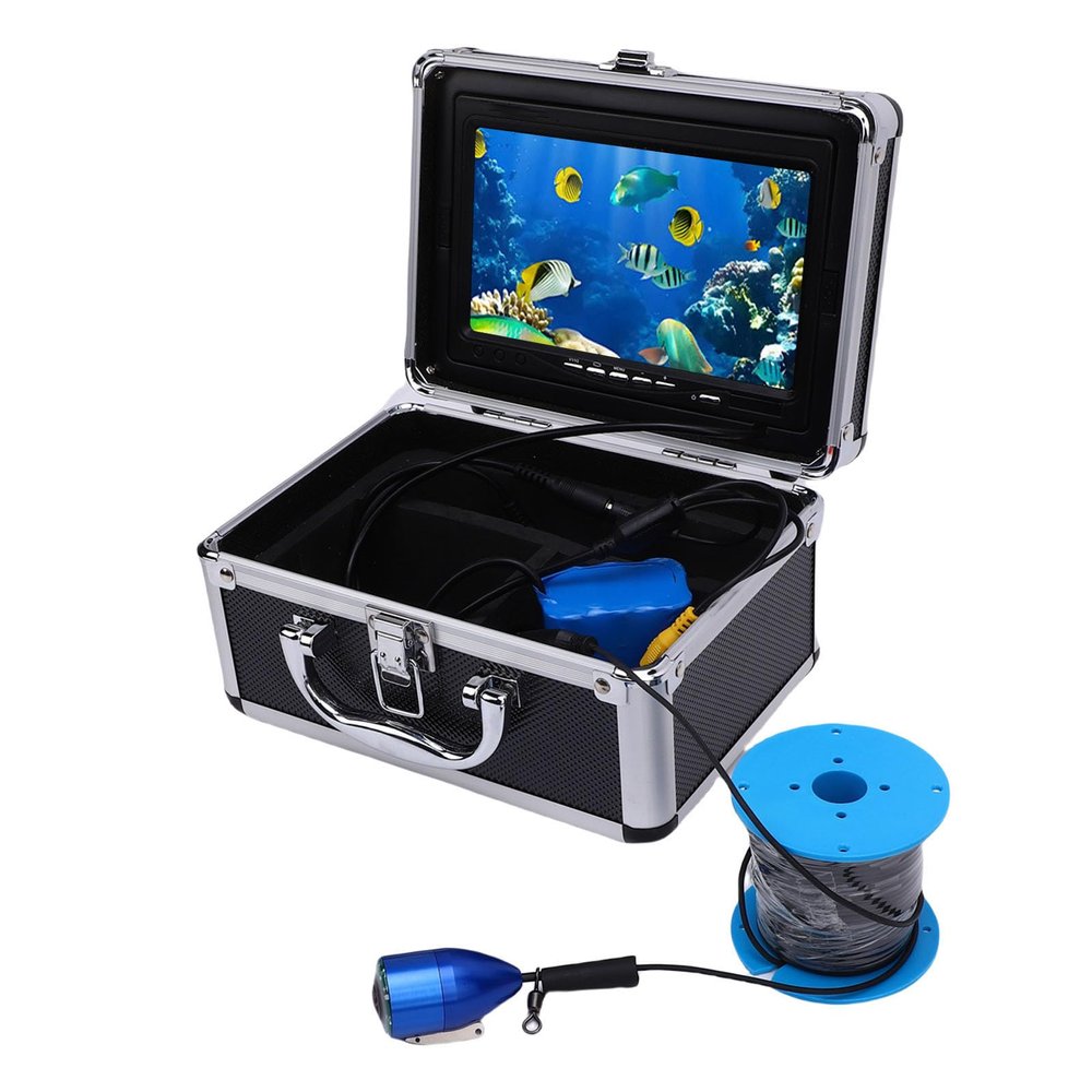 ASHATA Underwater Fishing Camera, 5MP 1080P HD Fish Finder with 7 Inch 1500 Nits Screen and 8 LED Lights, for Ice Fishing Aquaculture Raft Fishing (US)