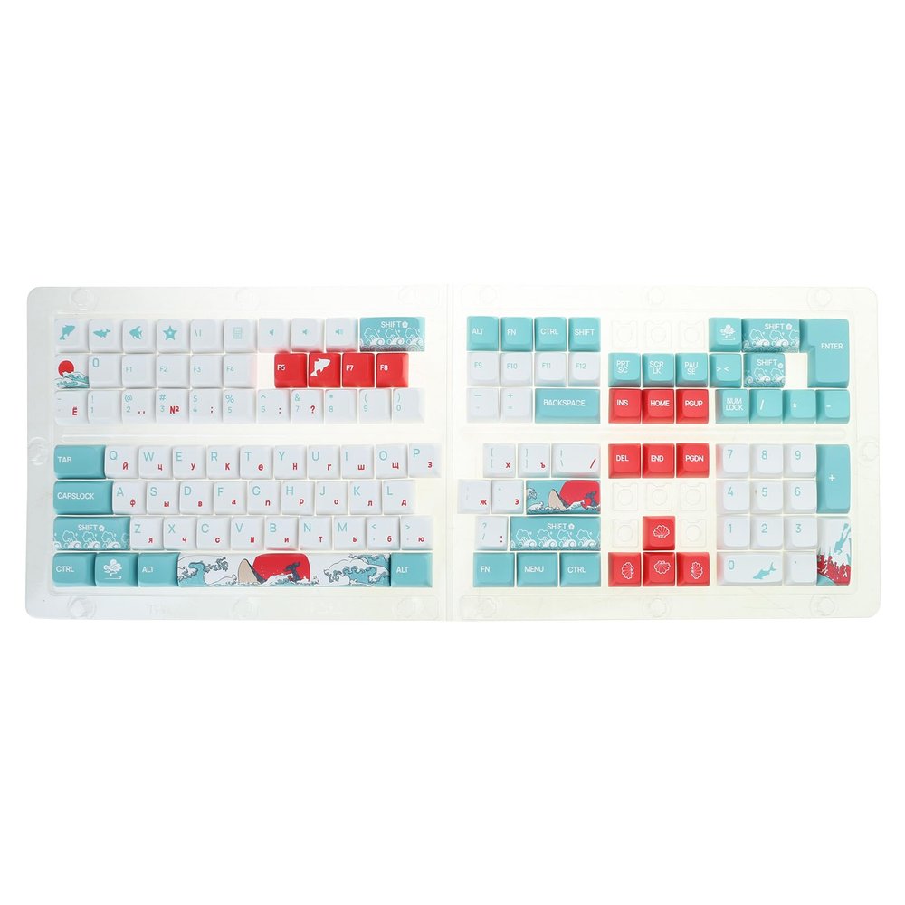Russian Keycaps Sea Theme Set OEM Dye Sublimations for 61 64 68 75 98 104 Mechanical Keyboard Thick PBT