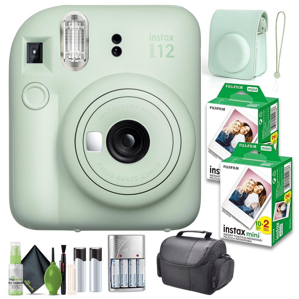 FUJIFILM INSTAX MINI 12 Film Camera Mint Green Bundle with Instant Film- 40 Photo Sheets with Camera Case and Accessories Ideal Gift for Kids, Teenage Girl & Adults