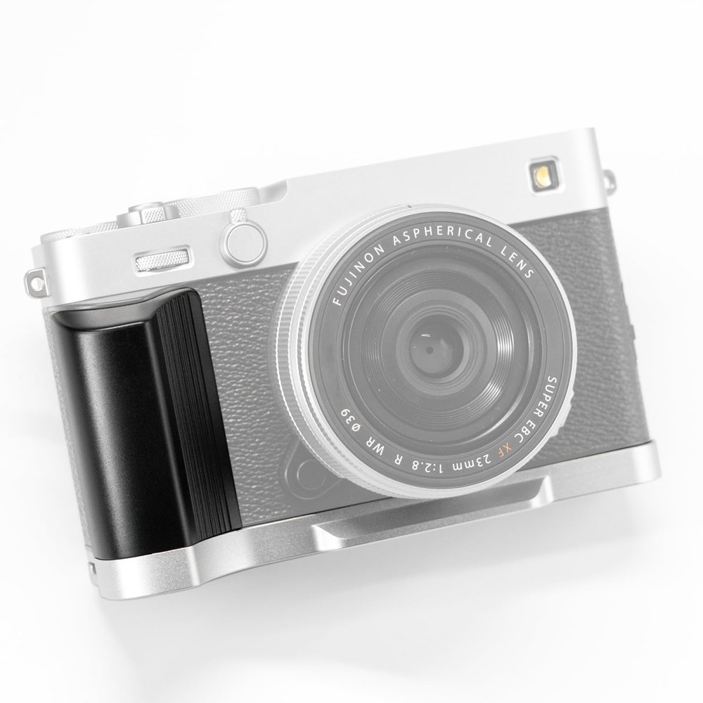 Iborrys L-Shaped Camera Handle Compatible with FUJIFILM Fuji X-E5 XE5 Camera Aerospace Aluminum Alloy Camera Grip | Original Retro Anti-Slip Texture (Aluminum Alloy Black+Silver)