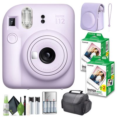 FUJIFILM INSTAX MINI 12 Film Camera Lilac Purple Bundle with Instant Film 40 Photo Sheets with Camera Case and Accessories Ideal Gift for Kids, Teenage Girl & Adults