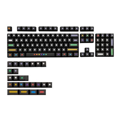 128-Key Color Round Dot Keycaps with Original Factory Height Cherry-Profile PBT -Cap for MX Switch Mechanical Keypad Cherry-Profile PBT -Cap Kit Five-Sided Dye-Sublimation Keycap